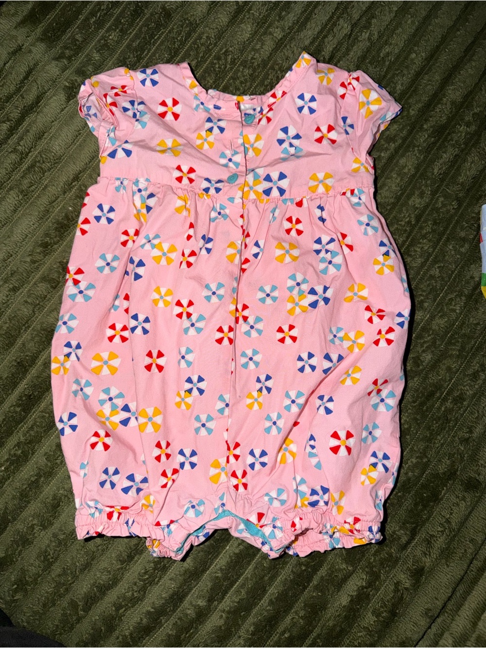 Hanna Andersson Pink Beach Umbrella Print Bubble Romper Size 75 12-18M